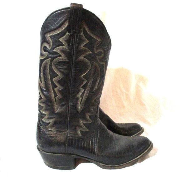 PANHANDLE SLIM Leather Western Cowboy Rocker Riding BOOT 10 BLACK Rider Buckaroo